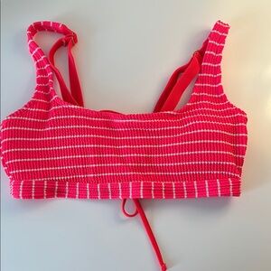 Xhilaration Pink and White Striped Bikini Top